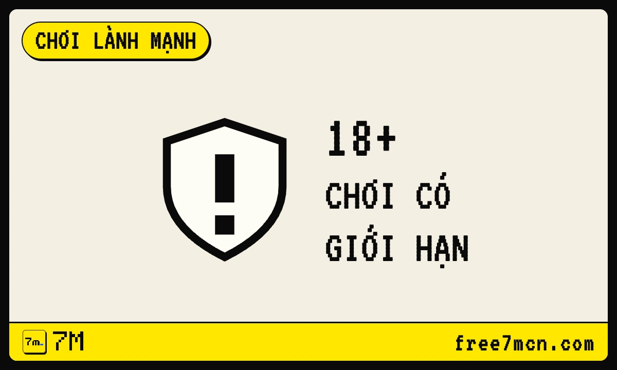 Tấm khiên dấu chấm than cạnh chữ 18+ và dòng chơi có giới hạn