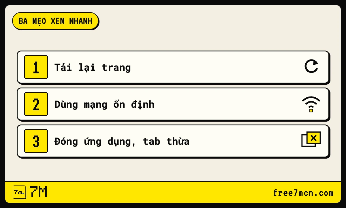 Thẻ ba mẹo xem tỷ số trực tuyến nhanh hơn: tải lại trang, mạng ổn định, đóng tab thừa