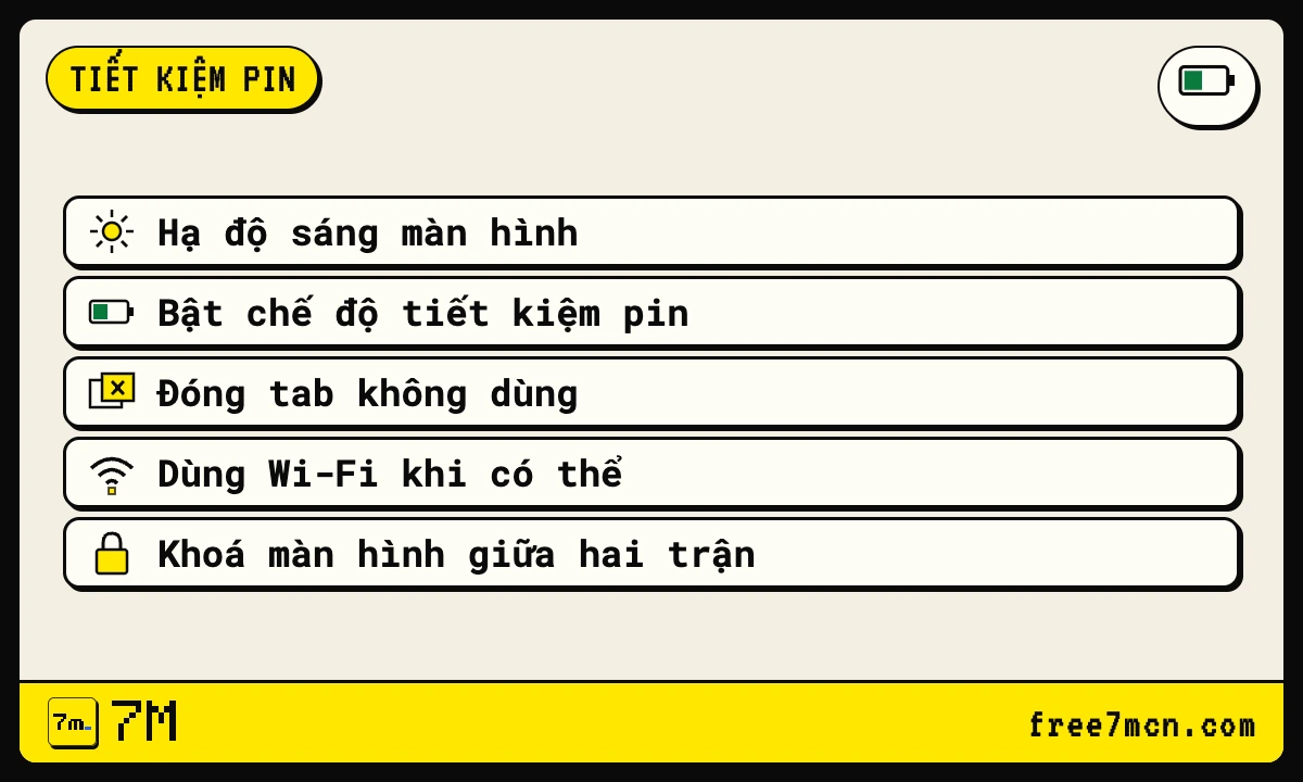 Thẻ năm mẹo xem tỷ số đỡ tốn pin trên điện thoại